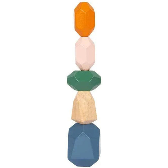 18 blocs d'équilibrage en bois de haute qualité avec différentes tailles, coins, côtés irréguliers et différentes couleurs.