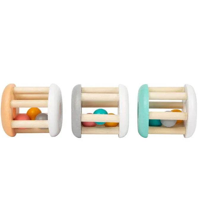 Sonagli per bambini in legno color pastello, giocattoli sensoriali con perline mobili per stimolare l'udito e il tatto